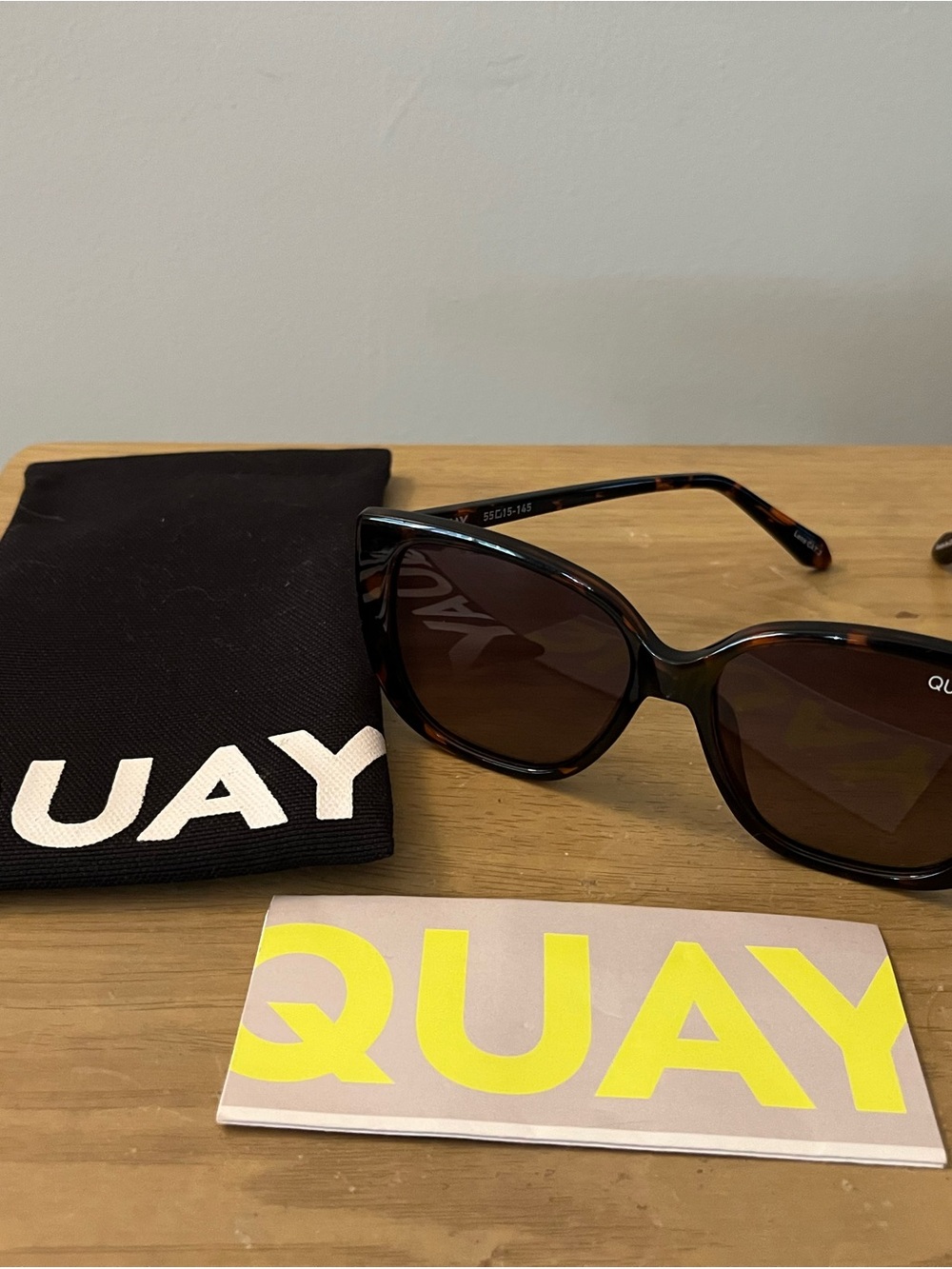 Quay Australia Tortoiseshell Ever After Sunglasses Smoke Taupe Polarized Lenses